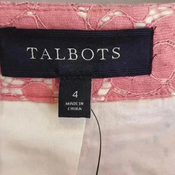 Talbots NWT New Womens Pink White A Line Lace Skirt Size 4 - Picture 7 of 10